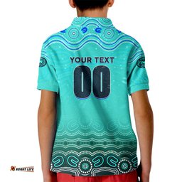 Personalised Australia Matildas Kid Polo Shirt Tillies Aboriginal Simple Turquoise