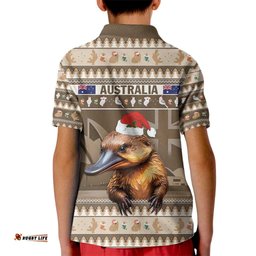 Aussie Platypus Kid Polo Shirt Merry Christmas