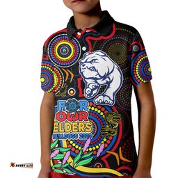 Bulldogs Football Aboriginal Art Kid Polo Shirt NAIDOC Indigenous Tribal