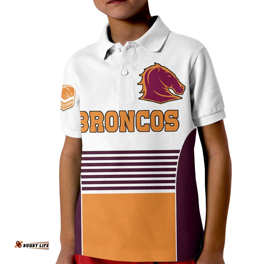 Custom Text And NumberBrisbane Broncos NRL Kid Polo Shirt No2