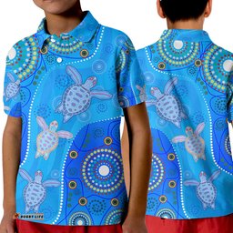 Aboriginal Art Turtle Polo Shirt KID Indigenous Simple Vibes