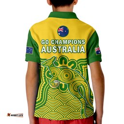 Australia Soccer Polo Shirt KID Socceroos Aboriginal Go Champions World Cup-