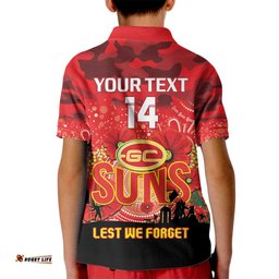 Custom Suns Football ANZAC Kid Polo Shirt Gallipoli Camouflage With Poppies