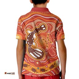 Aboriginal Goanna Art Kid Polo Shirt Native Australian Animals