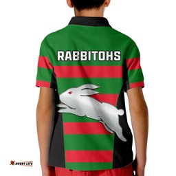 Rabbitohs Rugby Kid Polo Shirt Go Souths 1908 Sporty Style Black