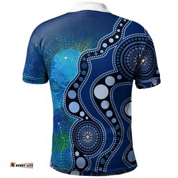 Custom Text-Kid Aboriginal Australia Indigenous Flag Circle Dot Painting Art Blue