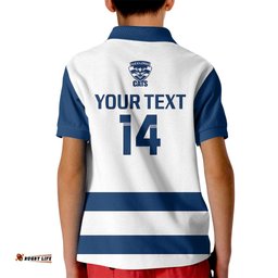 Personalised Geelong FootballKid Polo Shirt Go Cats White Sporty Style