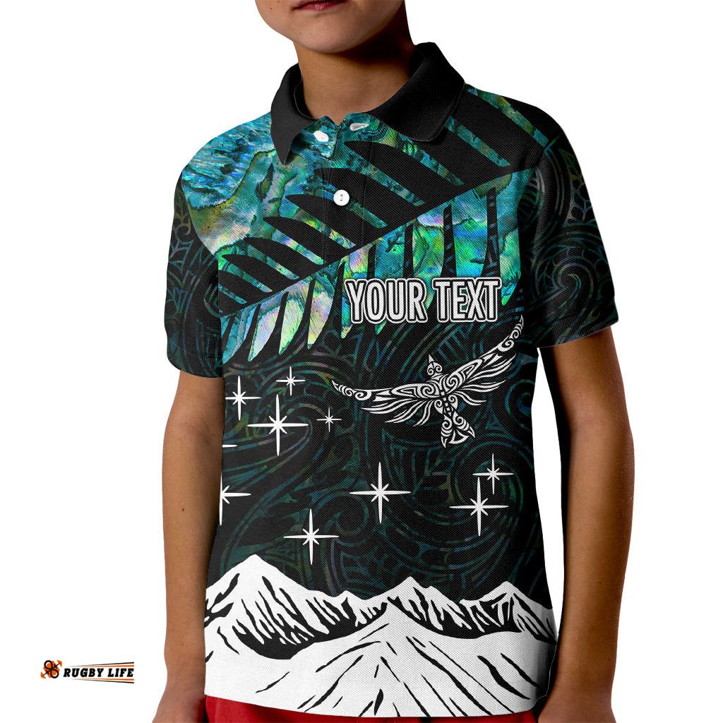 Peronsalised Maori New Year Kid Polo Shirt Matariki Mix Paua Shell