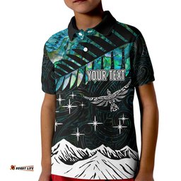 Peronsalised Maori New Year Kid Polo Shirt Matariki Mix Paua Shell