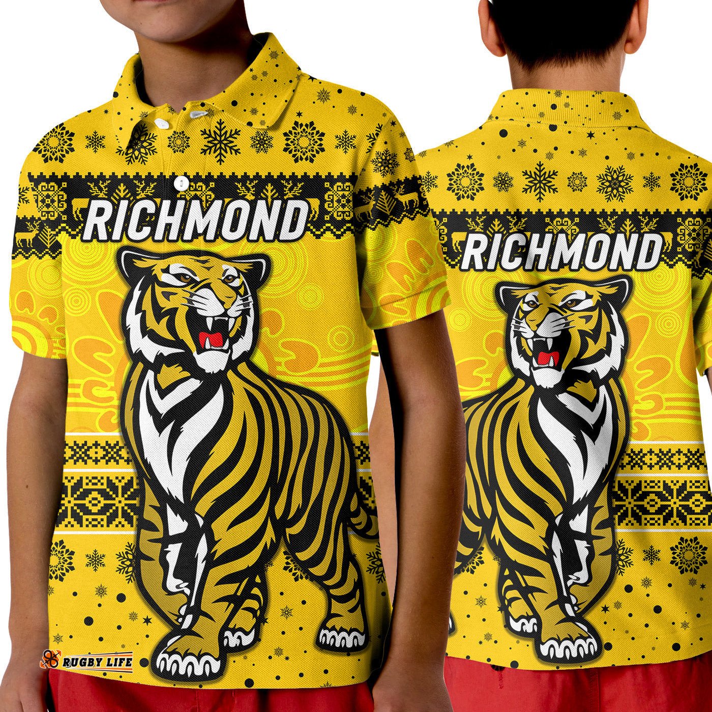 Richmond Tigers Polo Shirt KID Christmas Simple Style - Yellow