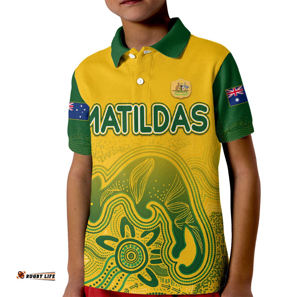 Personalised Australia Soccer Indigenous Kid Polo Shirt Women World CupMatildas Gradient Ver.