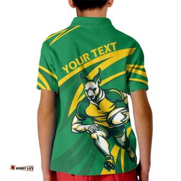 Personalized Australia Rugby Champion Kid Polo Shirt Wallabies Mascot with Sporty Style
