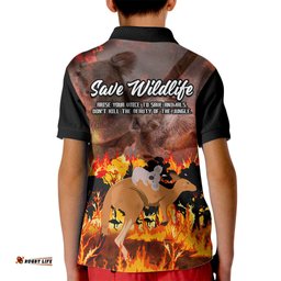 Save Wildlife Australia Kid Polo Shirt Bushfire Awareness