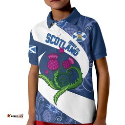 Custom Scotland Rugby Kid Polo Shirt 2024 Go Champions Scottish Thistles