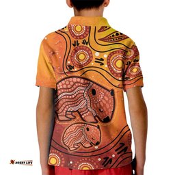 Australia Wombat Kid Polo Shirt Indigenous Art