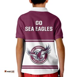 Sea Eagles Rugby Kid Polo Shirt Manly Warringah White Sporty Style