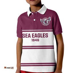 Sea Eagles Rugby Kid Polo Shirt Manly Warringah White Sporty Style