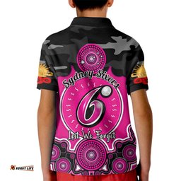 Sydney Sixers ANZAC 2024 Kid Polo Shirt Lest We Forget Poppy Mix Camouflage