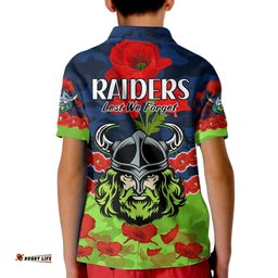 Raiders Rugby ANZAC Kid Polo Shirt Lest We Forget
