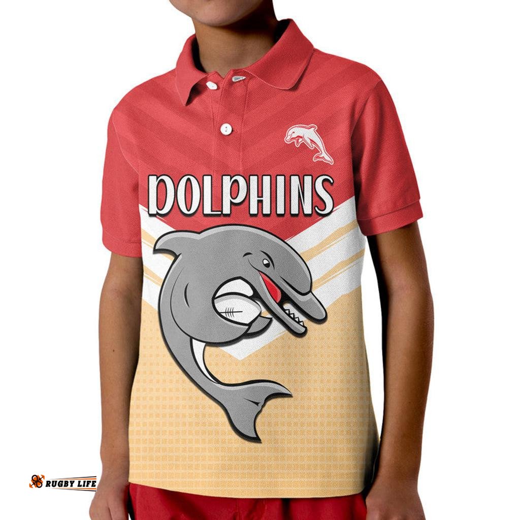 Redcliffe Dolphins Rugby Kid Polo Shirt Simple Style