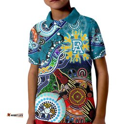 Custom NAIDOC Week 2024 Port Adelaide Power Kid Polo Shirt Australia Aboriginal Dot Painting