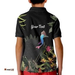 Personalised Australia Cassowary Kid Polo Shirt Dinosaur Bird - Rainforest Vibes