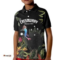 Personalised Australia Cassowary Kid Polo Shirt Dinosaur Bird - Rainforest Vibes