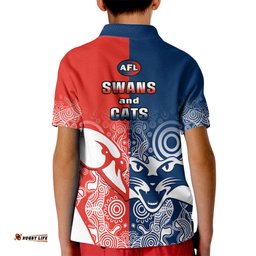 Swans And Cats Football Kid Polo Shirt Sydney Mix Geelong Indigenous
