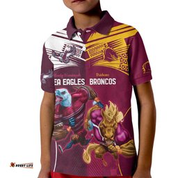 Custom Sea Eagles And Broncos Rugby Kid Polo Shirt Sporty Style