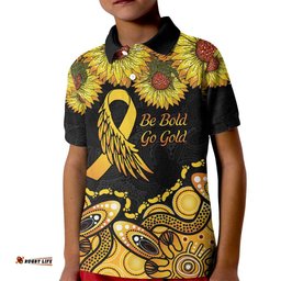 Be Bold Go Gold Aboriginal Ribbon Childhood Personalised Kid Polo Shirt