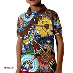 Custom NAIDOC Week 2024 Hawthorn Hawks Kid Polo Shirt Australia Aboriginal Dot Painting