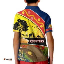 Roosters ANZAC Day Kid Polo Shirt Rosemary Starring Night Style