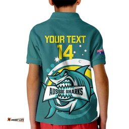 Custom Australia Water Polo 2024 Kid Polo Shirt Aussie Shark Sporty Version