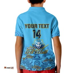 Personalised Australia Rugby Kid Polo Shirt Norths Devils Indigenous Art