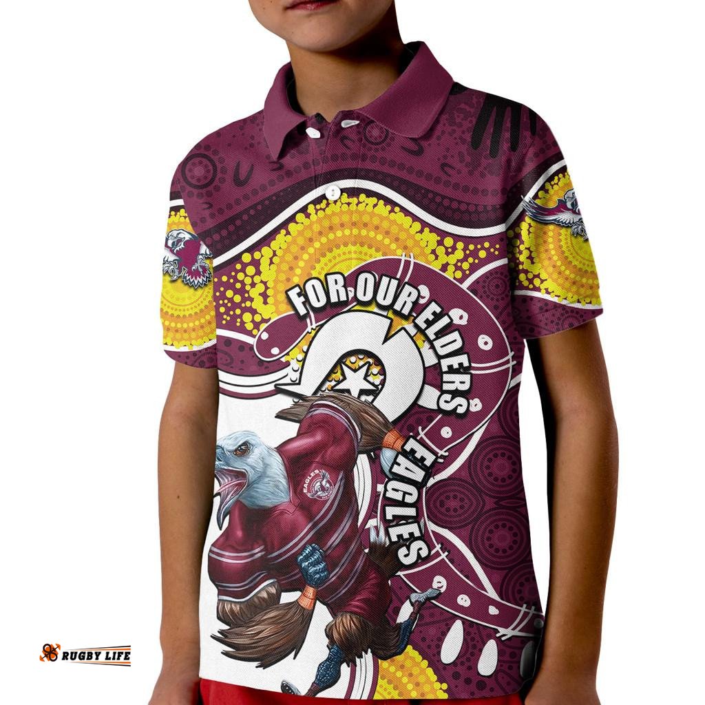 Sea Eagles Mascot NRL Kid Polo Shirt NAIDOC