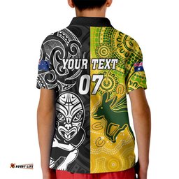 Personalised Australia Rugby Mix New Zealands Rugby Kid Polo Shirt Indigenous Half-Half Style