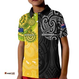 Personalised Australia Rugby Mix New Zealands Rugby Kid Polo Shirt Indigenous Half-Half Style