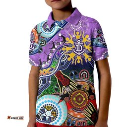 Custom NAIDOC Week 2024 Fremantle Dockers Freo Kid Polo Shirt Australia Aboriginal Dot Painting