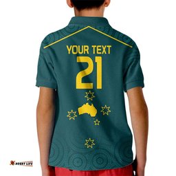 Custom Australia Rugby Kid Polo Shirt Proud of Aussie Kangaroo