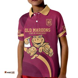 Custom QLD Maroons Cane Toad Kid Polo Shirt Queensland Origin No1