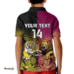 Personalised Richmond And Brisbane Lions Football Kid Polo Shirt Indigenous Art Version