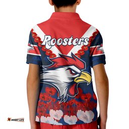 Roosters AnzacPolo Shirt KID We Will Remember Them