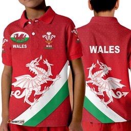 Wales Rugby Polo Shirt KID Welsh Cymru Vibes