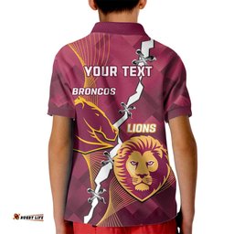 Personalised Lions Football And Broncos Rugby Kid Polo Shirt Sporty Version