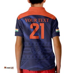 Custom India Cricket Kid Polo Shirt Go Men In Blue Sporty Version