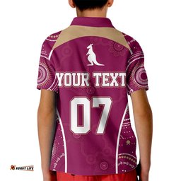 Personalised QLD Maroons Rugby Indigenous Kid Polo Shirt State Of Origin Canetoads