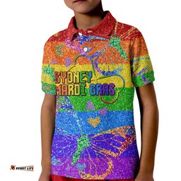 Sydney Mardi Gras Kid Polo Shirt Pride Rainbow Glitter Colorful Style
