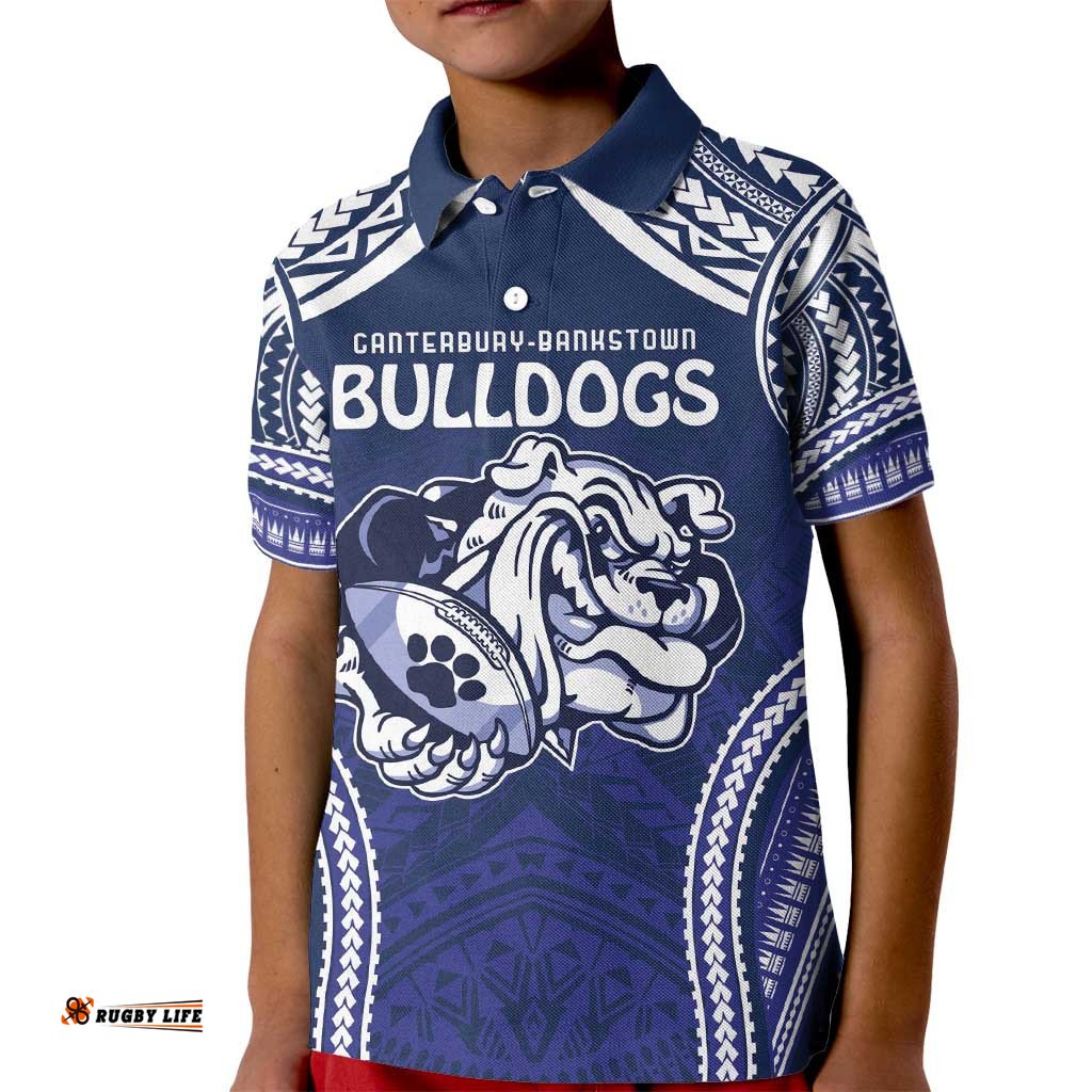 Bulldogs Rugby Custom Kid Polo Shirt Go Berries With Polynesian Style
