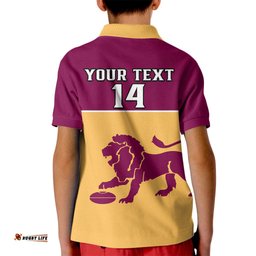 Personalised Brisbane Lions FootballKid Polo Shirt Sporty Gold Version