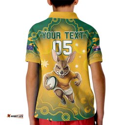 Custom Australia Rugby 2024 Kid Polo Shirt Go Wallabies Aboriginal Pattern